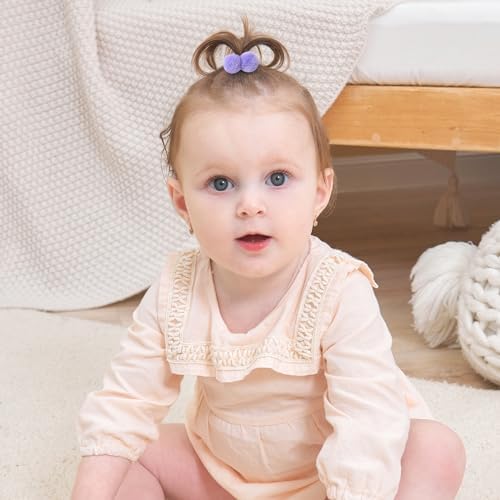 choicbaby 40PCS Pom Pom Hair Ties Elastic Rubber Band for Toddlers - Image 2