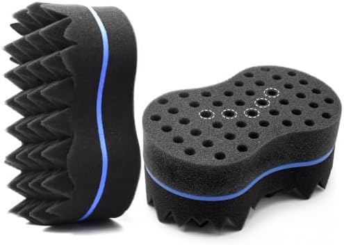 RioRand Double Sided Twist Hair Sponge, Extra Thick 85-90 Shore A Hardness, Large Curl Sponge for Short 4B/4C Coily Afro Hair, for Men Women Home & Barber Use (Pyramid-2PCS) by RioRand