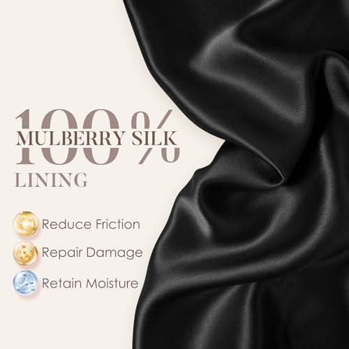 LULUSILK 100% Mulberry Silk Bonnet for Sleeping Women and Men, Dark Grey - Image 2