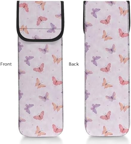 Hair Straighteners Case with Fastener - Water-Resistant Neoprene Curling Iron Holder Flat Iron Curling Wand Travel Cover Case Bag PouchShield Curling Iron Cover Colorful Butterfly - Image 2