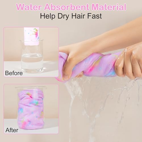 Basumee Microfiber Hair Towel Wrap for Kids Girls, Ultra Absorbent, 2 Pack - Image 2
