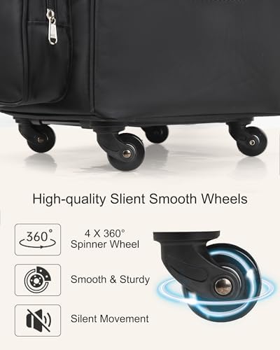 Relavel Rolling Makeup Train Case, Professional Hairstylist Traveling Bag with 4 Wheels & 2 Pouches, Adjustable Dividers, Heat Insulation Full Layer, Portable Cosmetics Storage Organizer Suitcase - Image 3