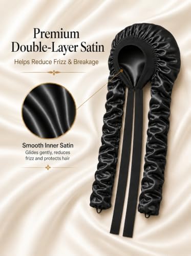 Double Layer Slik Like Satin Bonnet, 33-43" XXL Bonnet for Braids Long Hair - Image 4
