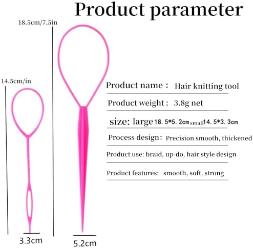 Aigee 6pcs Topsy Tail and Hair Loop Styling Tool Set - Ponytail Makers, French Braid Loops in Large and Small, Hair Pull Through Tools (Pink, Blue, Purple) for Women and Girls - Image 4