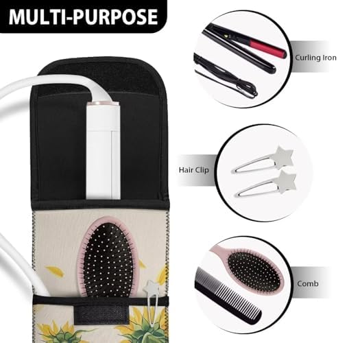 Sunflower Heat-Resistant Travel Neoprene Storage Pouch Case Bag with Two Pocket for Flat Iron, Straightener, Curling Wand/Curling Iron - Image 7