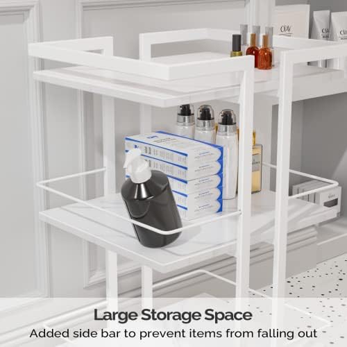 Esthetician Cart with Wheels Utility Salon Rolling Trolley, White Mobile Storage Organizer for Beauty Spa Cosmetology Massage, Tattoo Manicure Facial Tool Holder Station - Image 4
