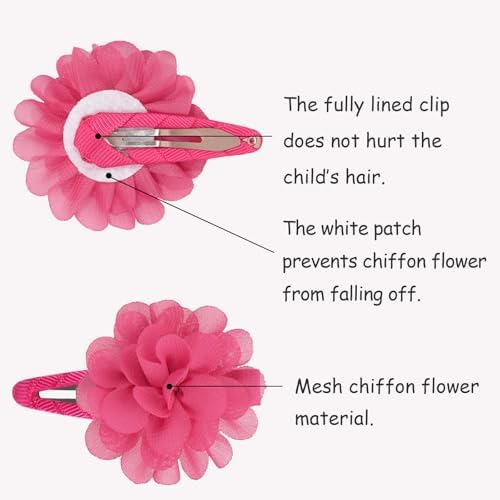 DED 24PCS 2.7" Chiffon Flower Hair Bows Clips for Girls Infants Toddlers - Image 3