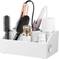Bivvclaz Hair Tool Organizer, Wooden Hair Dryer Holder Wall Mount, Countertop Hot Tools Organizer for Hair Styling Accessories, Bathroom Supplies Vanity Caddy for Curling Wand, Blow Dryer, White by Bivvclaz
