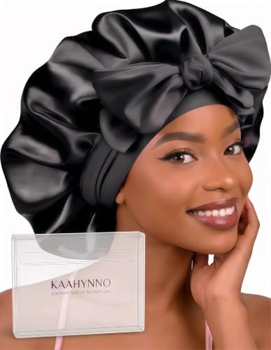 Tie Silk Bonnet Satin Curly Hair Wrap for Sleeping Women Anti Frizz by KAAHYNNO