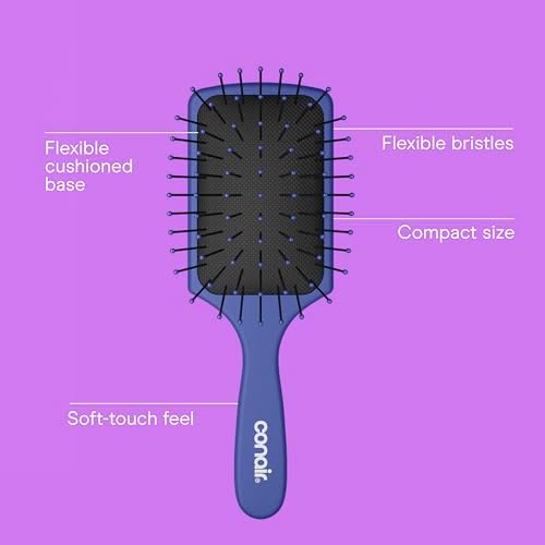 Conair Beyond Gentle Mini Paddle Hair Brush Set, 2-Pack, Detangler Brushes for Women, Detangling Brush Set/Paddle Hairbrush, Mini Travel Set, Blue & Teal - Image 2