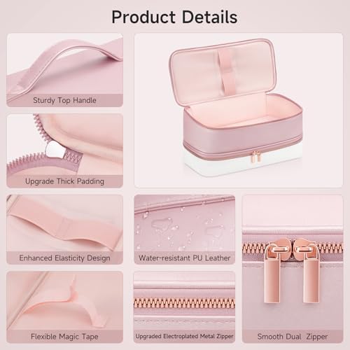Travel Hair Dryer Case for Shark Glam, Portable Hair Tools Bag for Shark FlexFusion, Double-Layer Carrying Case for FlexStyle Blow Dryer, Silki Straightener & Glossi Attachments Holder(Pink) - Image 6