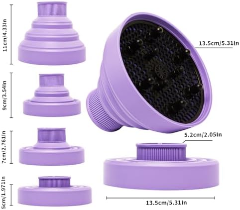 Universal Collapsible Hair Dryer Diffuser Attachment-Foldable Portable Travel and Easy Storage Fit Most Hair Dryers with Nozzle Diameter D-1.575Inch to 1.968 Inch (4-5cm)- Violet - Image 3