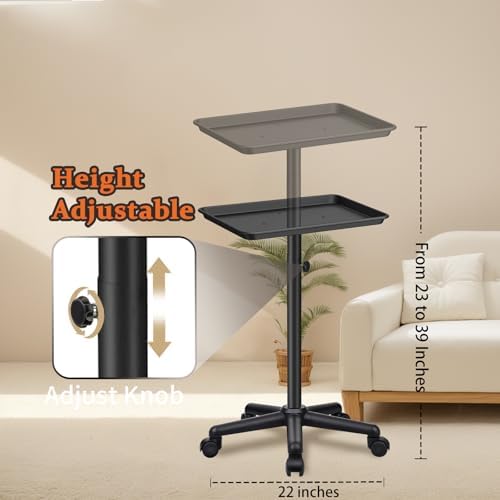 Salon Señor Salon Tray on Wheels,Height Adjustable Salon Color Tray Rolling Instrument Tray for Hair Stylist - Image 2
