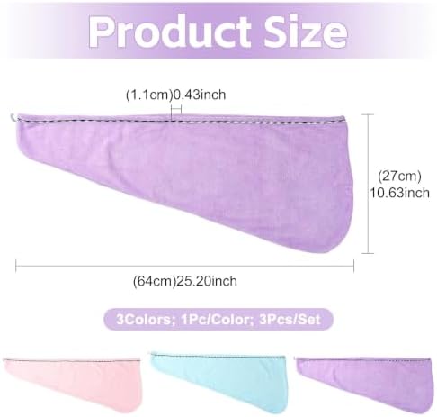 3Pcs Microfiber Hair Towel Wrap Quick Dry Soft Hair Turban for Women - Image 5
