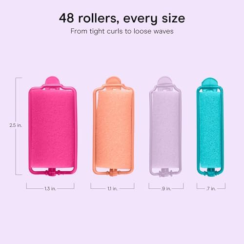 Conair Hair Rollers for Heatless Curls Overnight, Snap Closures, 48 Count - Image 3