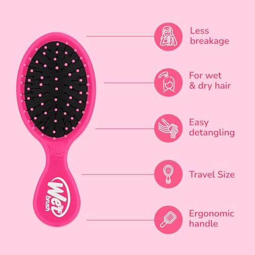 Wet Brush Mini Detangler Hair Brush, Pink - Detangling Travel Hair Brush - Ultra-Soft IntelliFlex Bristles Glide Through Tangles with Ease - Pain-Free - All Hair Types - Image 4