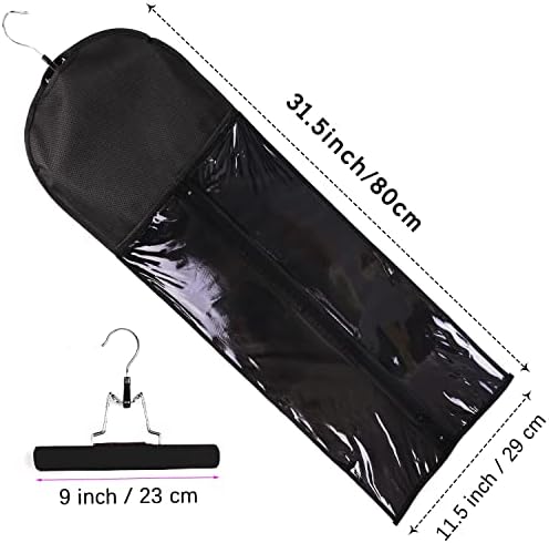 3PCS Extra Long Hair Extension Storage Bag Hairpieces Storage Holder with Wooden Hanger Dust-proof Portable Suit with Transparent Zip Up Closure- Light weight, Waterproof and Portable (Black) - Image 2
