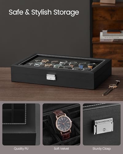 SONGMICS 24-Slot Watch Box, Watch Organizer with Glass Lid - Image 4