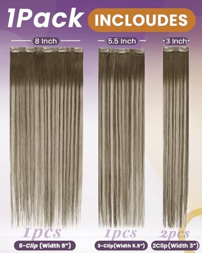 LaaVoo Seamless Clip in Hair Extensions Human Hair Balayage Hair Extensions Clip ins Brown Mix Platinum Blonde Balayage PU Weft Human Hair Clip in Extension 14Inch 4PCS 75g - Image 4