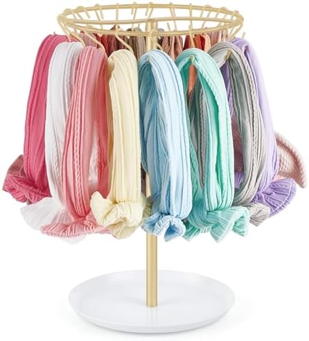 Dahey Bow Organizer for Girls Metal Headband Bow Holder with 30 Hooks, Gold by Dahey