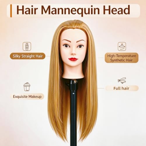Straight Hair Mannequin Head, Cosmetology Mannequin Head for Hair Styling - Image 6