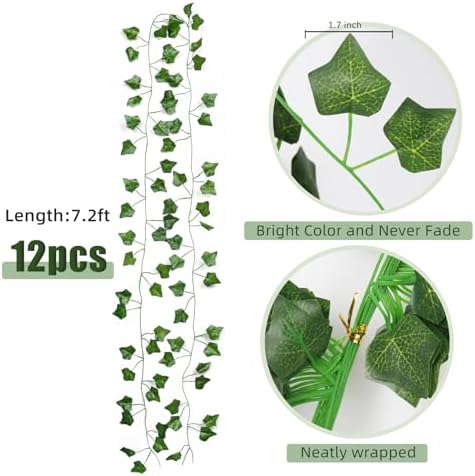 RECUTMS Artificial Fake Ivy Vines Garlands for Room Decor（12 Pack 86Ft） - Image 2