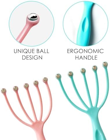 Seddy Scalp Massager, Portable Hand Held SPA Head, Neck, & Body Massager for Deep Relaxation & Stress Reduction- Stimulates Blood Circulation in the Head to Promote Hair Growth. (2 Pack) (Blue)(Pink) - Image 5