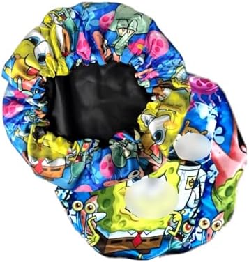 Silky Design Large Anime Bonnet with Elastic Soft Band Adjustable for Women and Men, Comfortable Satin Fabric, BlueSpgb2 by CrownLimitedSupply