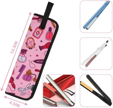 Beautyflier Premium Universal Flat Iron Holder Tavel Bag, Heat-Resistant Canvas Travel Tote Bag for Hair Straighteners, Ideal for Home & Travel Use, Fits Most Hair Tools, Pink - Image 3