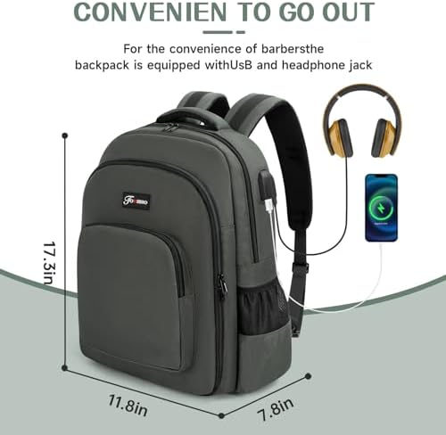 TORIBIO Barber Supplies Bag Backpack for Men, Clipper Tool Bookbag - Image 2