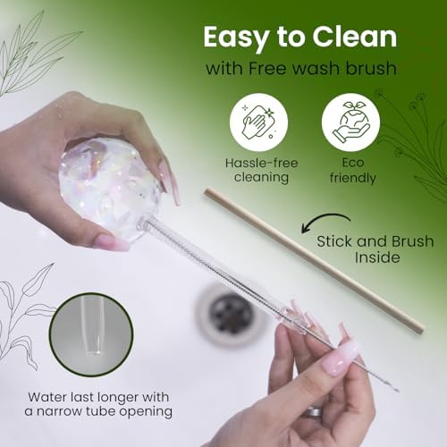 Iridescent Self Watering Globes, Glass Rainbow Plant Watering Globes, Self Watering Planter Insert, Automatic Plant Waterer Indoor (Large-2 Pcs Iridescent, Large) - Image 4