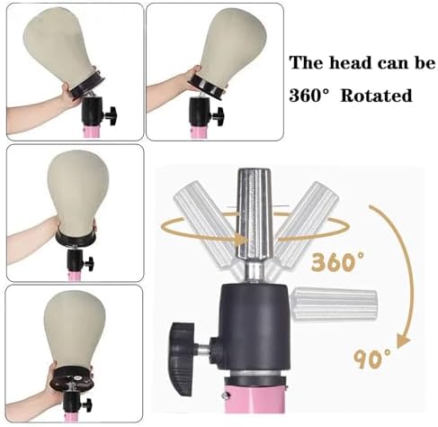 Heavy Duty Pink Wig Stand Tripod, 55" Mannequin Head Stand Tripod - Image 7