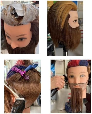Barber Male Mannequin Head Human Hair with Beard - Image 5
