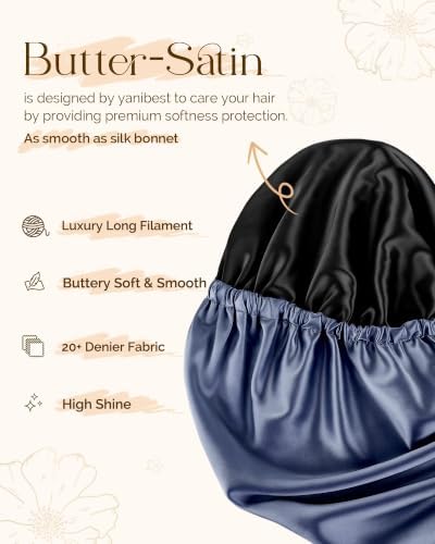 YANIBEST Adjustable Satin Sleep Bonnet, Double Layer Extra Long Hair Bonnet - Image 3