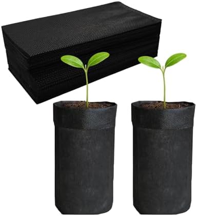 50PCS Nursery Grow Bags, Black Plant Grow Bag for Starting Rooted Plants Vegetable, Flower, Seedling Tree Seedling Pots, 8.5" H Before Loading Soil by Gcrdplat