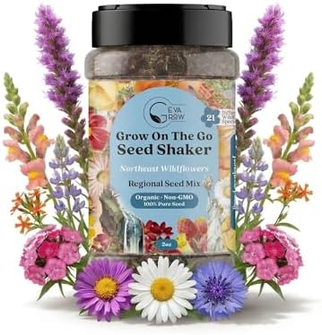 Wildflower Seed Shaker, Northeast USA, Annual & Perennial, 60K+ Seeds, 2 oz by GevaGrow