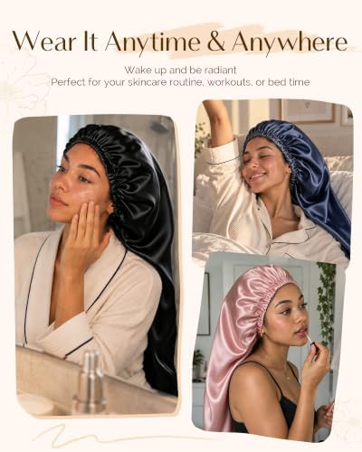 YANIBEST Adjustable Satin Sleep Bonnet, Double Layer Extra Long Hair Bonnet - Image 6
