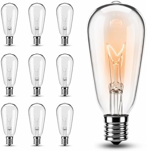 10 Pack ST40 Replacement Bulbs for Outdoor String Lights, 7W E17 Intermediate Base Clear Incandescent Edison Bulbs for Indoor Outdoor Patio Backyard Decor, Warm White by Konictom