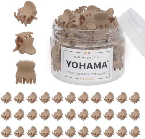 YOHAMA 36Pcs Khaki Mini Hair Claw Clips for Women&Girls, Strong Bangs Clips by YOHAMA