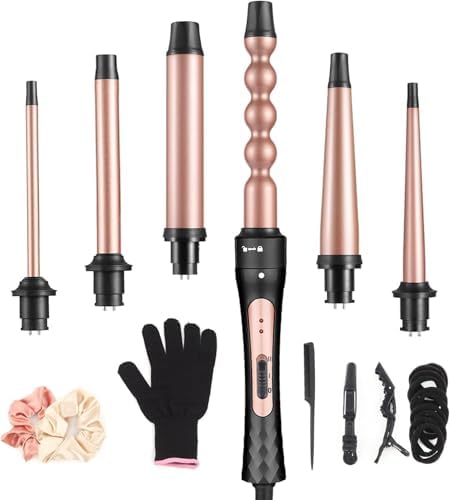 Curling Iron Set 6 in 1 Curling Wand with 0.35"-1.25" Ceramic Barrels by JAETON