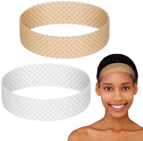 WILLBOND 2 Pcs Silicone Wig Grip Band, Light Brown, Translucent White, L by Willbond+Technology+Limited