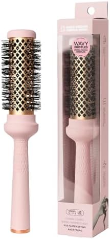 Magic Curling Round Brush (Wavy 1.3 Inch), Non-electronic, Self-Standing Round Quick Styling Brush, Great Blowout, Ceramic Coated/Ionic Thermal Barrel, Blowout Volume, Wave Styler by F3systems