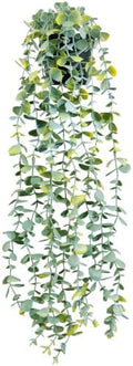 LOYWREE Fake Hanging Eucalyptus Plants Small Potted Long Vine Plants Indoor for Vintage Boho Farmhouse Bathroom Office Desk Wall Shelf Room Aesthetic Decor (Black Pot) by LOYWREE