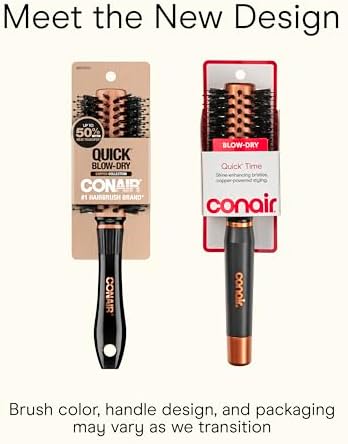 Conair Round Hair Brush, Quick Dry Copper, Boar & Nylon Bristles - Image 2