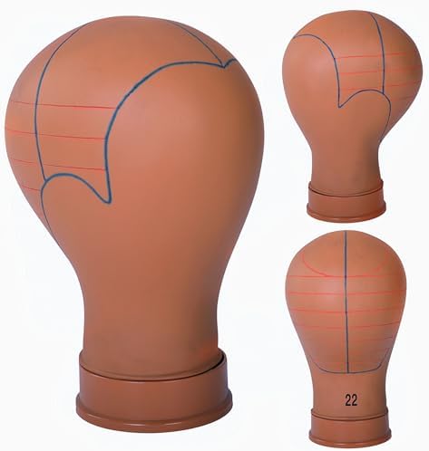 Mannequin Head for Wigs with Guide Lines, Pre-Marked Wig Head for Wig Making and Styling, Suitable for Almost All Wig Stands, Sturdy for 10 Years, 22 Inch, Brown by COMMGOAL