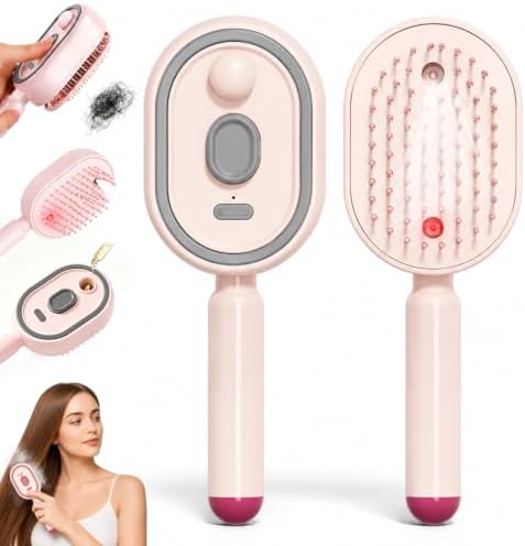 Electric Spray Air Cushion Massage Comb,Self-Cleaning Detangler Brush 5-in1 by TPTAL