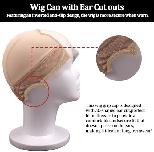 Lace Wig Cap for Women,Non-Slip Wig Cap with Velvet Grip Band, 4x5 Transparent Lace Front Glueless Wig Gripper for Keeping Wigs，Adjustable Elastic Headband（Nude） - Image 2