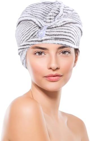 Women Hair Drying Towels 2 Pack Coral Fleece Wrap Cap for Long Hair - Image 3