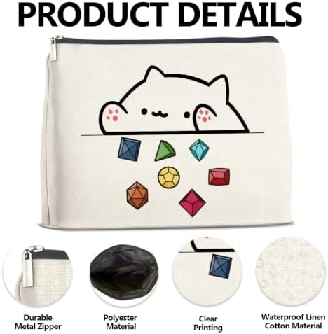 LyoGao Funny Dice Cat Makeup Bag, Gaming Gift Cosmetic Bag for Women Girls - Image 3
