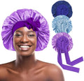 my novel things 3Pcs Satin Bonnet for Sleeping Women Adjustable Tie Band by mynovelthings